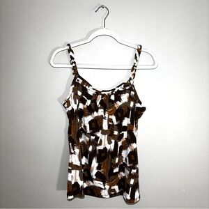Cato Brown Black Abstract Print Camisole Braided Shoulder Straps Summer Cami S
